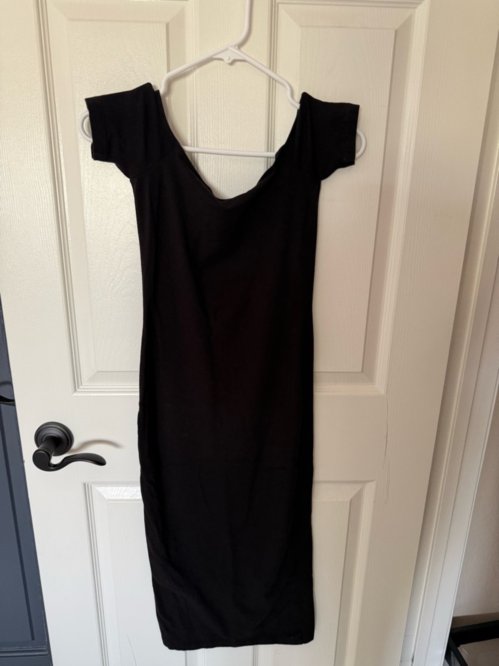 ASOS Little Black Midi Dress Fitted Bodycon Cap Sleeve Women Size 4 VINTAGE Y2K - Picture 5 of 6